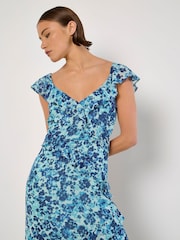 Apricot Green Floral Aysmmetric Midaxi Dress - Image 5 of 5