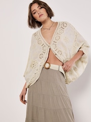 Apricot Natural Multi Tier Slub Shimmer Skirt - Image 3 of 5
