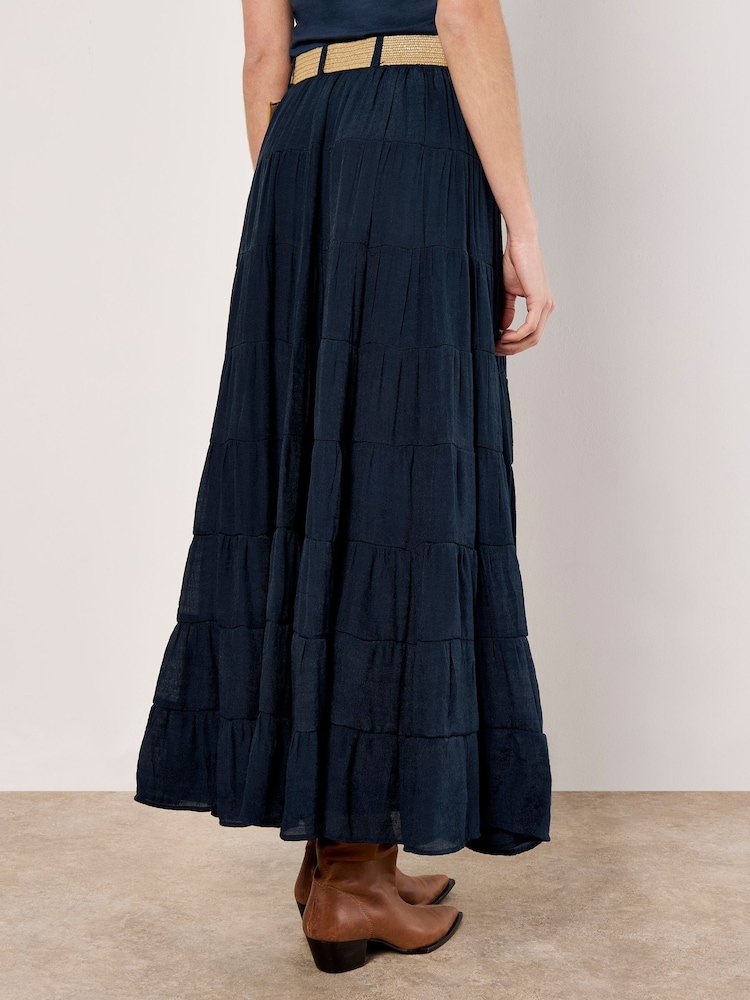 Apricot Blue Multi Tier Slub Shimmer Skirt - Image 2 of 5
