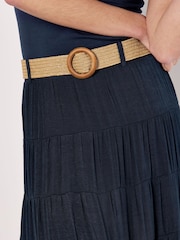 Apricot Blue Multi Tier Slub Shimmer Skirt - Image 4 of 5