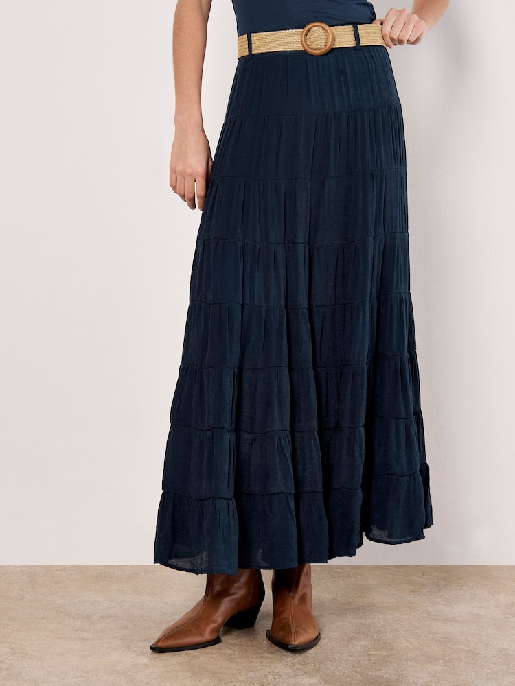 Apricot Blue Multi Tier Slub Shimmer Skirt - Image 5 of 5
