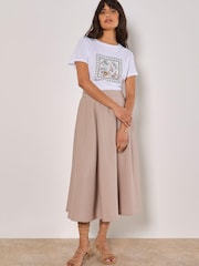 Apricot Natural Pleated Full Super A-Line Skirt - Image 1 of 4