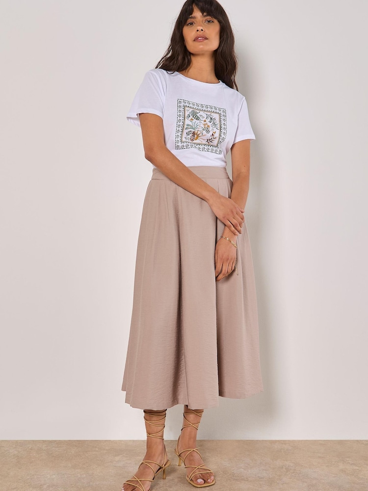 Apricot Natural Pleated Full Super A-Line Skirt - Image 1 of 4