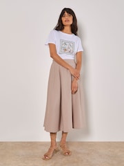 Apricot Natural Pleated Full Super A-Line Skirt - Image 2 of 4