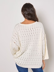 Apricot White Pointelle Bell Sleeved Jumper - Image 2 of 4
