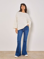 Apricot White Pointelle Bell Sleeved Jumper - Image 4 of 4