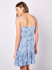 Apricot Blue Viscose Voile Ditsy Print Dress - Image 3 of 4