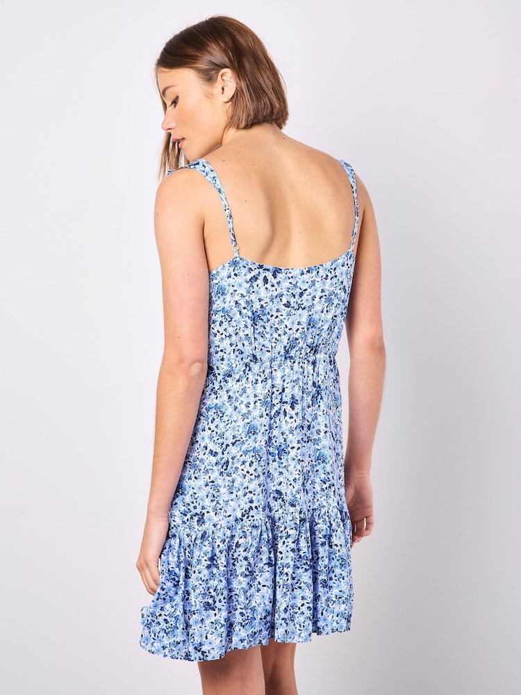 Apricot Blue Viscose Voile Ditsy Print Dress - Image 2 of 4 Apricot Blue Viscose Voile Ditsy Print Dress - Image 2 of 4