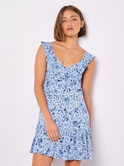 Apricot Blue Viscose Voile Ditsy Print Dress - Image 4 of 4
