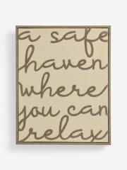 Neutral Boucle Embroidered Relax Phrase Wall Art - Image 1 of 2