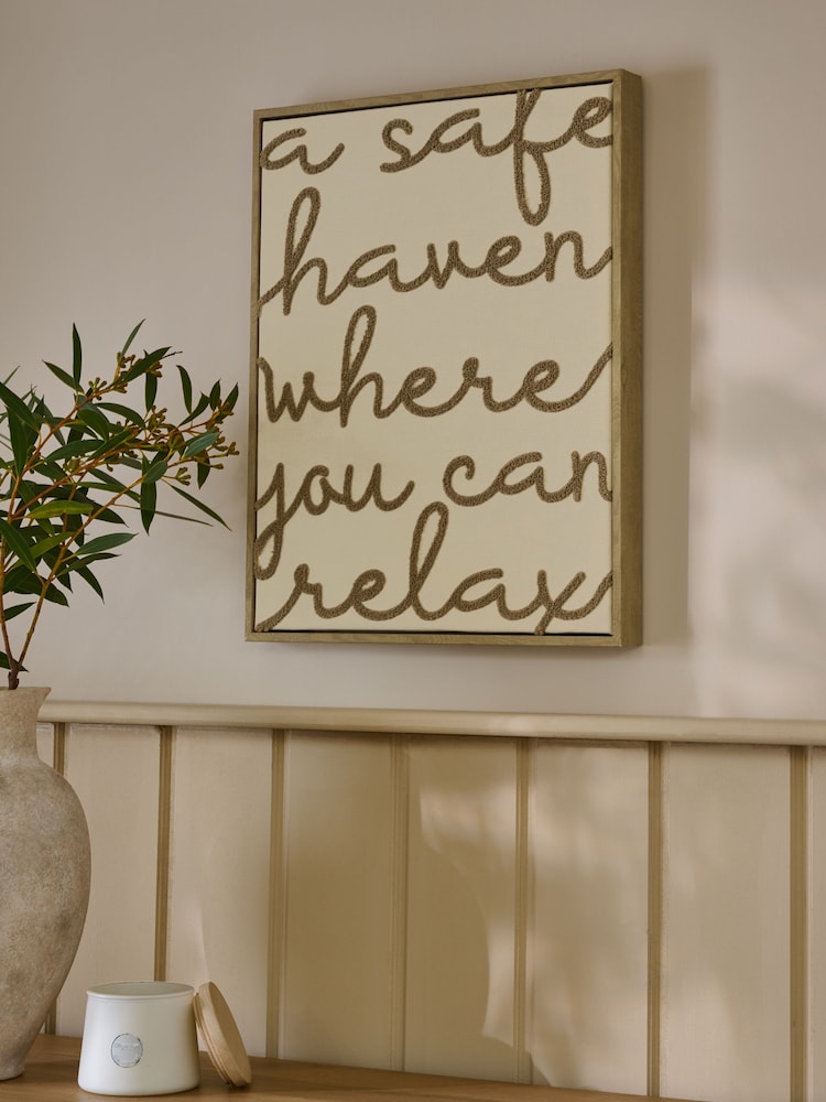 Boucle Embroidered Relax Phrase Wall Art - Imagen 1 de 5 Boucle Embroidered Relax Phrase Wall Art - Imagen 1 de 5
