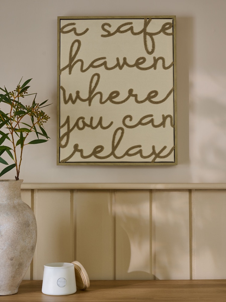 Boucle Embroidered Relax Phrase Wall Art - Imagen 2 de 5 Boucle Embroidered Relax Phrase Wall Art - Imagen 2 de 5