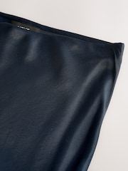 Navy Blue Satin Midi Skirt - Image 5 of 6