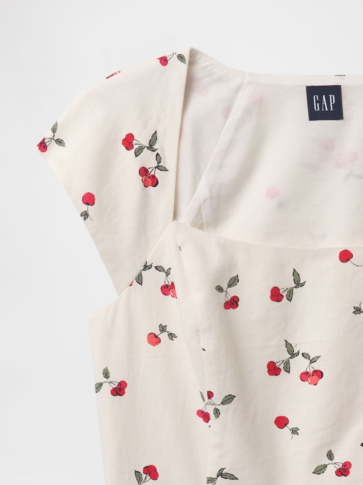 Gap White Cherry Heavyweight Linen-Blend Cap-Sleeve Cropped Top - Image 5 of 5