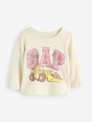 Gap Beige Logo Long Sleeve Graphic T-Shirt (6mths-5yrs) - Image 1 of 5