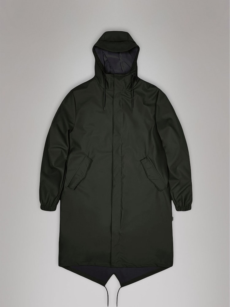 Rains Green Fishtail Waterproof Parka Jacket - Image 2 of 2 Rains Green Fishtail Waterproof Parka Jacket - Image 2 of 2