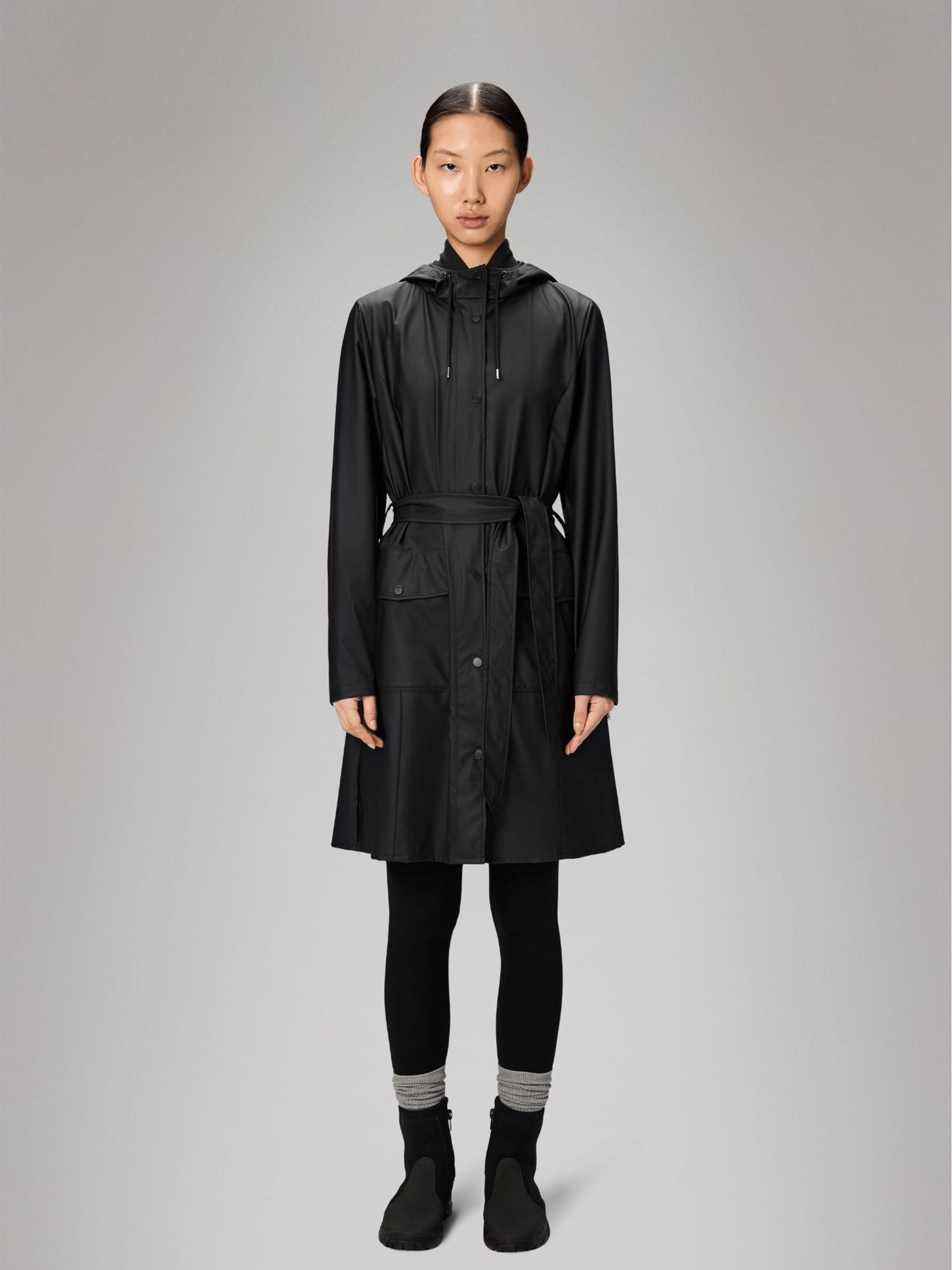 Buy Rains Black Curve Long Jacket W3 from the Next UK online shop