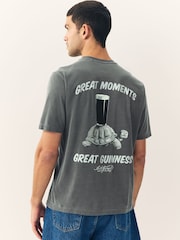 Grey Washed Relaxed Fit Guinness Licence T-Shirt - Image 1 of 8