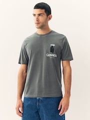 Grey Washed Relaxed Fit Guinness Licence T-Shirt - Image 2 of 8