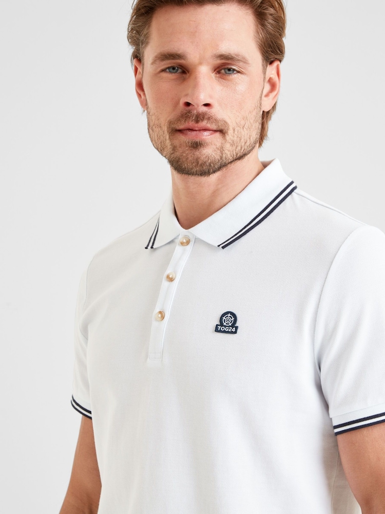 Tog 24 White Mens Biston 100% Cotton Polo Shirt - Image 5 of 6