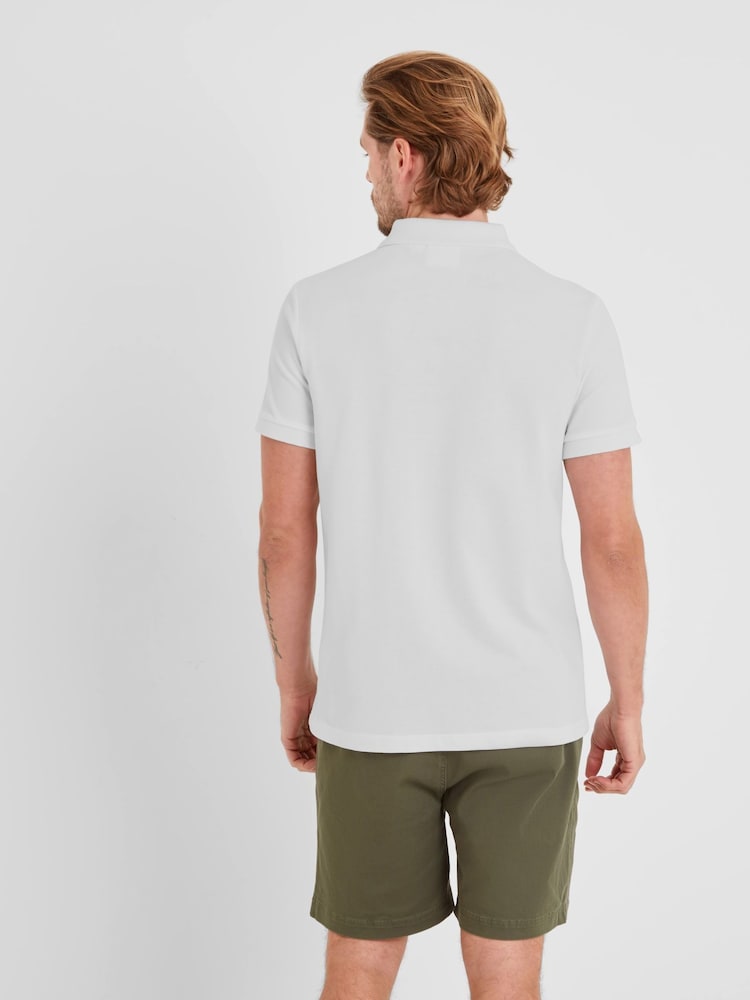 Tog 24 White Mens Braunton 100% Cotton Polo Shirt - Image 2 of 6 Tog 24 White Mens Braunton 100% Cotton Polo Shirt - Image 2 of 6