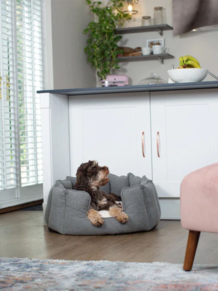 Lords and Labradors Pewter High Sided Herringbone Tweed Dog Bed - Image 2 of 3