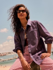 Berry Red Oversize Denim Shirt - Image 1 of 8