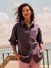 Berry Red Oversize Denim Shirt - Image 2 of 8