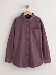 Berry Red Oversize Denim Shirt - Image 6 of 8