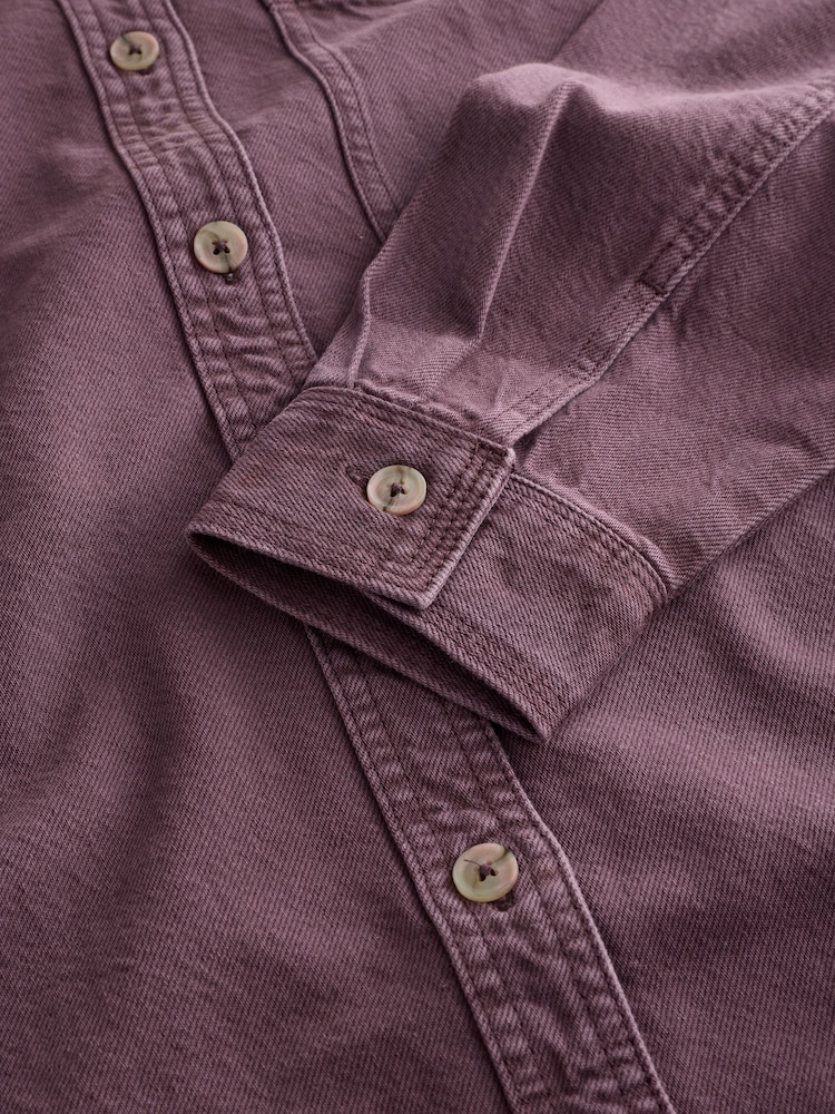 Berry Red Oversize Denim Shirt - Image 8 of 8