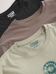 Black/Grey/White Graphic Print T-Shirts 3 Pack - Image 11 of 12