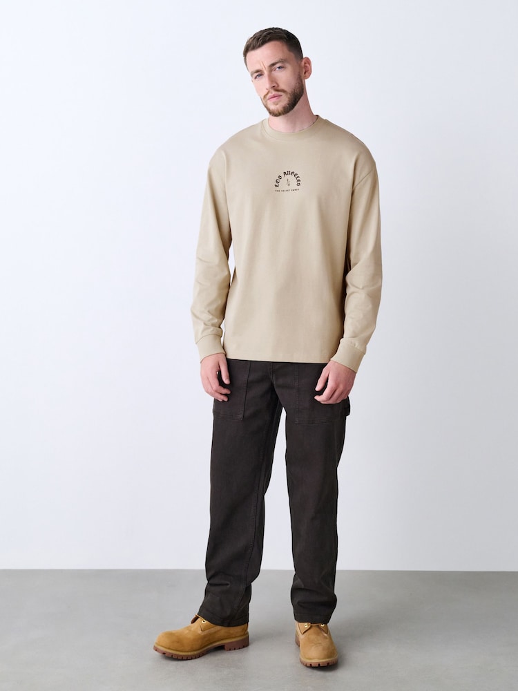 Stone Relaxed Fit Long Sleeve Graphic T-Shirt - Image 2 of 9