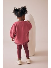Burgundy Red Fairy Frill Hem Sweatshirt & Leggings Set (3mths-7yrs) - Image 1 of 6