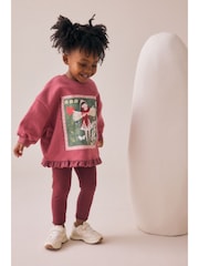Burgundy Red Fairy Frill Hem Sweatshirt & Leggings Set (3mths-7yrs) - Image 3 of 6