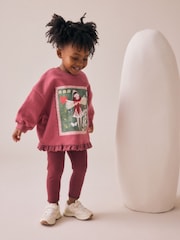 Burgundy Red Fairy Frill Hem Sweatshirt & Leggings Set (3mths-7yrs) - Image 4 of 6