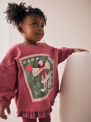 Burgundy Red Fairy Frill Hem Sweatshirt & Leggings Set (3mths-7yrs) - Image 5 of 6