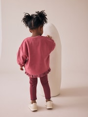 Burgundy Red Fairy Frill Hem Sweatshirt & Leggings Set (3mths-7yrs) - Image 6 of 6