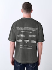 Grey Relaxed Fit Graphic Print Heavy Weight T-Shirt - Image 1 of 8