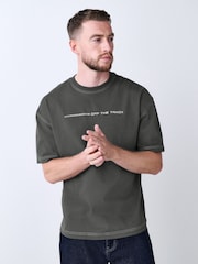 Grey Relaxed Fit Graphic Print Heavy Weight T-Shirt - Image 3 of 8
