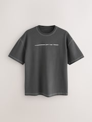Grey Relaxed Fit Graphic Print Heavy Weight T-Shirt - Image 5 of 8