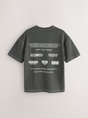 Grey Relaxed Fit Graphic Print Heavy Weight T-Shirt - Image 6 of 8