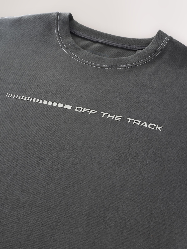 Grey Relaxed Fit Graphic Print Heavy Weight T-Shirt - Image 8 of 8