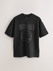 Black Nirvana Relaxed Fit Band Graphic Print T-Shirt - Image 5 of 7