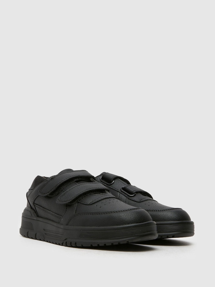 Schuh Machinery Touch Fastening Black Trainers - Image 2 of 4