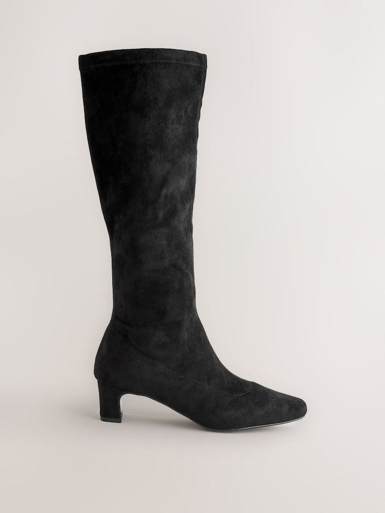 Negro - Forever Comfort® Chisel Toe Knee Sock Boots - Imagen 1 de 5