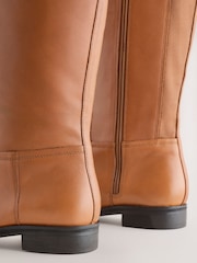 Tan Brown Leather Extra Wide Fit Forever Comfort® Flat Riding Boots - Image 3 of 5