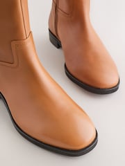 Tan Brown Leather Extra Wide Fit Forever Comfort® Flat Riding Boots - Image 4 of 5