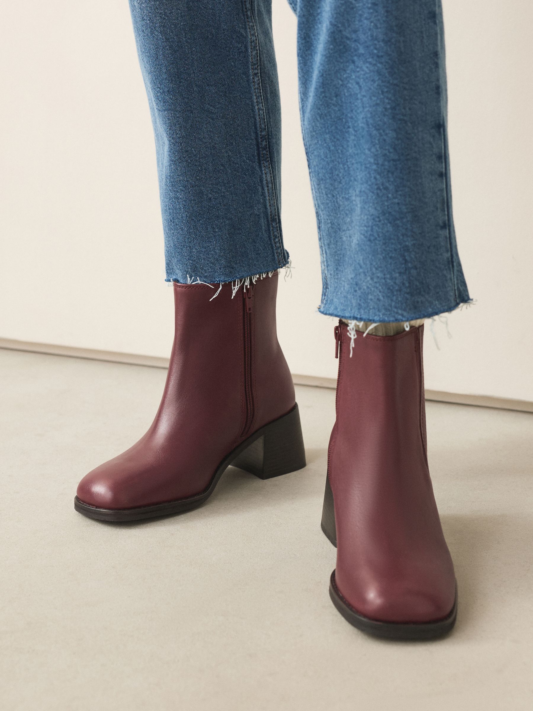 Buy Burgundy Red Extra Wide Fit Forever Comfort® Leather Square