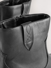 Usnje črne barve - Kavbojski gležnjarji s široko peto Forever Comfort® - Slika 5 iz 5