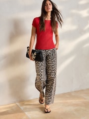 Red Raglan Short Sleeve Textured Top - Image 2 of 8
